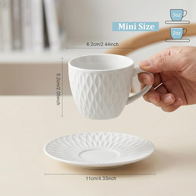 3-Ounce Espresso Cups Set of 6, Mini Coffee Cups - Image 2