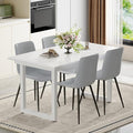 Extendable Dining Table Set for 4, 55"–71" Modern White Kitchen Table with 4 Upholstered Chairs, Space-Saving for Living Room Apartment, Sturdy & Comfortable, Easy Assembly