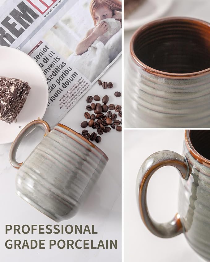 HASENSE 20 Oz Coffee Mugs Set of 2, Porcealin Large Coffee Cups - Image 6