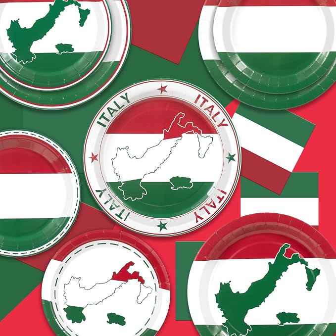 180Pcs Italian Flag Plates and Napkins Party Supplies, Serves 60 | Disposable - Image 5