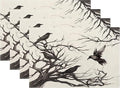 Halloween Placemats 12x18 Inches Set of 4,Black Crows Decorative Rectangle Autumn Halloween Decoration Fall Linen Black Table Mats for Party,Home Kitchen,Dining Table Decorn