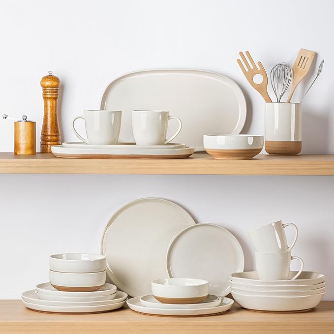 AmorArc Large Ceramic Serving Platter, 15.5"/14"/12.2" Oval Platters Microwave Safe, Serving Trays for Wedding, Stoneware Serving Dish for Entertaining&Party, Set of 3