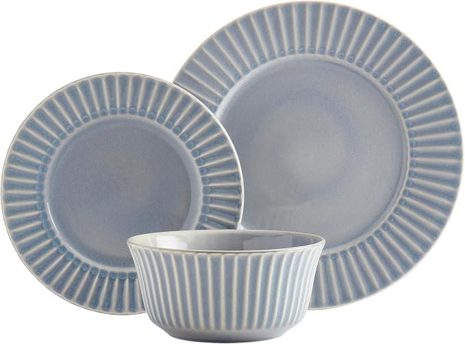 Tabletops Gallery Richmond 12-Piece Reactive Glaze Stoneware Dinnerware Set of - Image 5