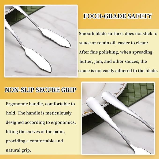Berglander Stainless Steel Butter Knives Set of 6Pcs, 5.7" Butter Spreader - Image 6