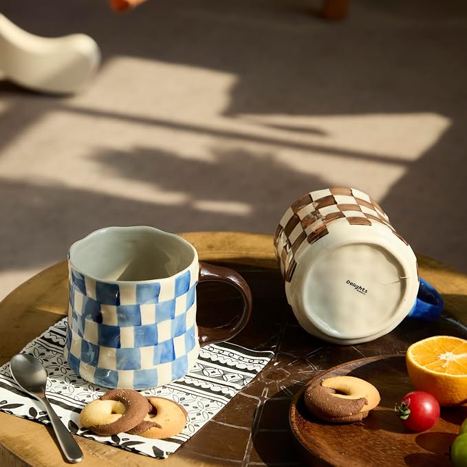 Retro Checkered Ceramic Coffee Mug 16Oz - Image 3