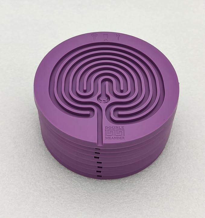 Classic Labyrinth Purple Silicone Coasters - Set of 8 Non-Slip, Heat-Resistant Drink Coasters for Coffee, Tea, and Glasses - Durable, Easy to Clean, Decorative Tabletop Protection