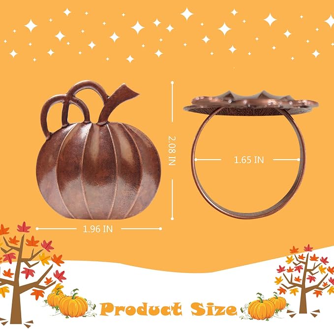 wonlex Fall Napkin Rings Set of 6, Pumpkin Napkin Holders Ring - Image 7