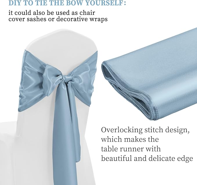 12 Pack Dusty Blue Satin Table Runner 12 x 108 Inch Long Premium Table Runners - Image 3
