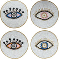 Folkulture Coasters Set of 4 | Beaded Hand-Crafted Evil Eye 2.0 Handmade Boho by FOLKULTURE