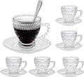 Glass Teacups and Saucers Set of 6, Vintage Coffee Mugs by GURUDAR