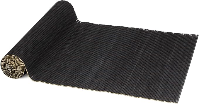 BambooMN Black Bamboo Matchstick Table Runner, 1 Piece | Natural, Home Décor by BambooMN