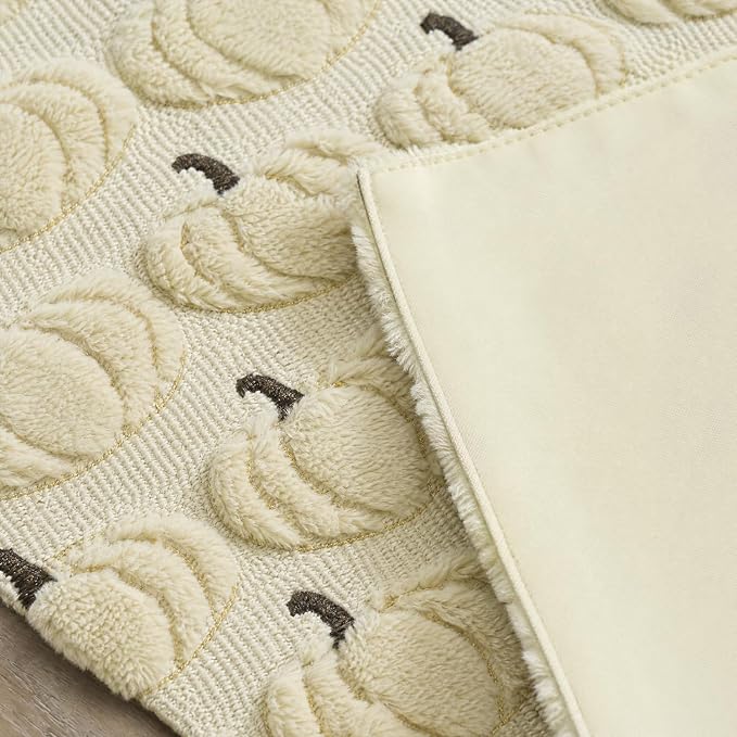 Artoid Mode Beige Soft Faux Fur Fall Table Runner 13x90 Inch | Seasonal Kitchen - Image 8