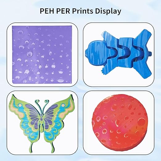 PEH PER Build Plate for Bambu Lab A1/X1C/X1/X1E/P1P/P1S, 257x257mm Spring Steel Plate, Double Sided Flexible Waterdrop PEH+Wood Grain PER Removable Platform for Bambu 3D Printers