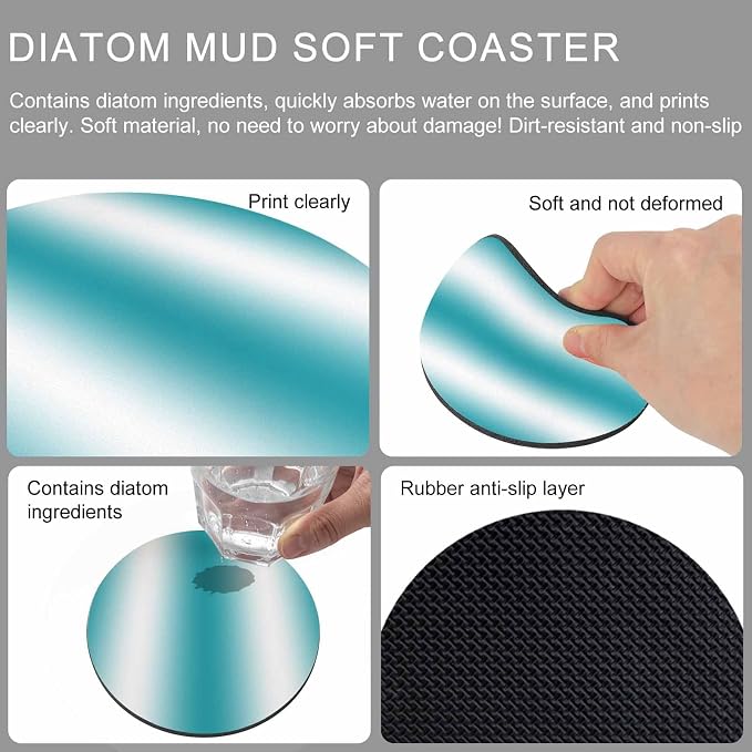 Ombre Turquoise Coasters Set of 2, Modern Minimalist Geometric Gradient Color - Image 9
