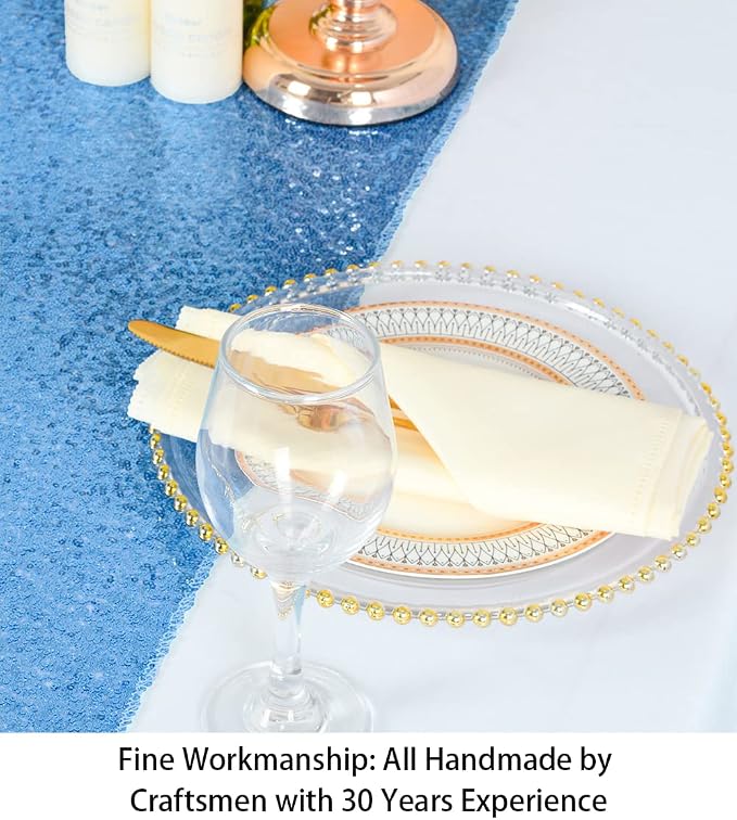 ShiDianYi Baby Blue Sequin Table Runner - Image 3