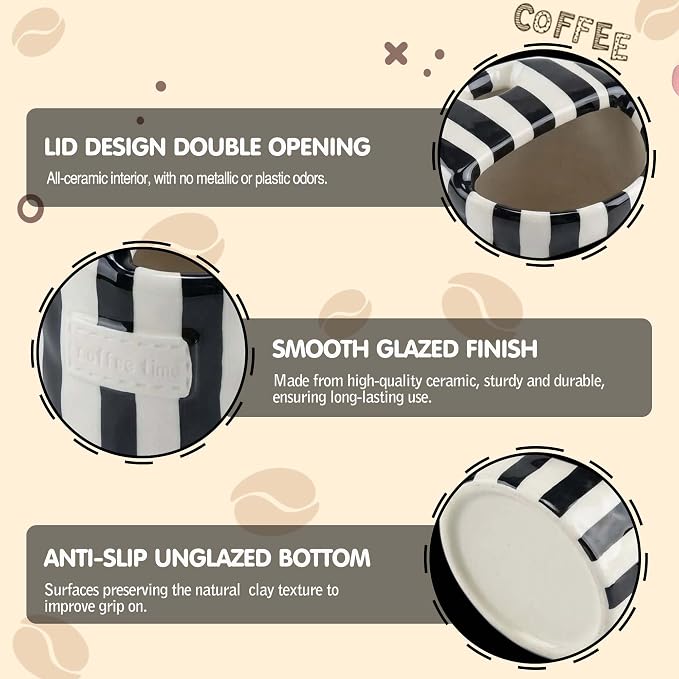 Ceramic Coffee Mugs 10 oz Retro Striped Coffee Mug No Handle - Image 5