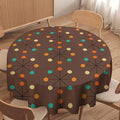 Mid Century Boho Round Tablecloth, 50s Mid Century Modern Geometric Pattern Tablecloth for Home Party Dining Room Kitchen Decor 36Inch(90cm)