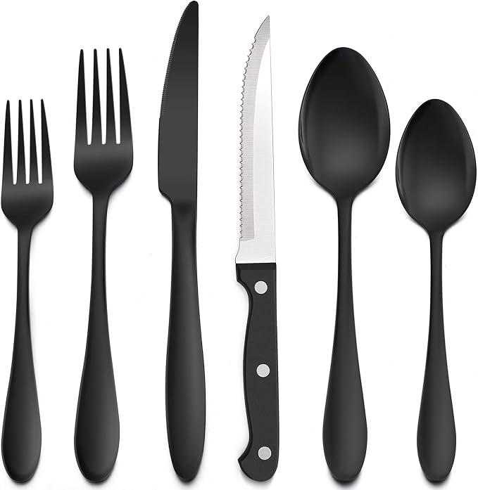 LIANYU 36-Piece Black Flatware Set by LIANYU