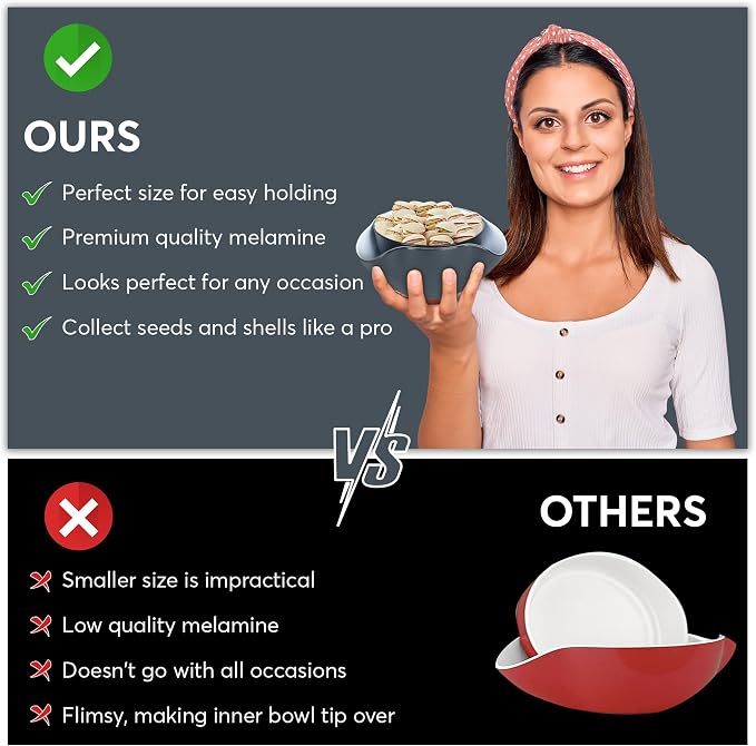 Pistachio Bowl, Snack Serving Dish, Double Dish Nut Bowl - Image 5