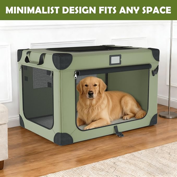 36 Inch Soft Collapsible Dog Crate Green - Image 8