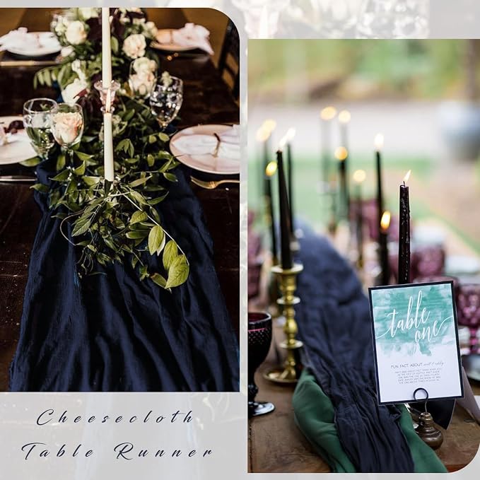 6 Pcs 10FT Navy Blue Cheesecloth Table Runner Gauze Fabric 35 x 120 Inches Long - Image 5