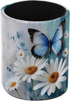 Rural Daisy and Butterfly Leather Pen Holder by Unknown