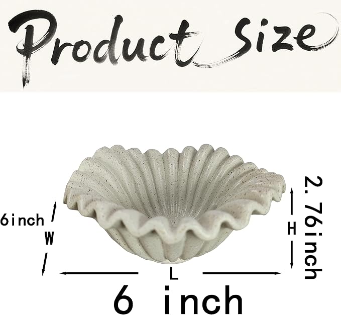 Small Decorative Bowl decor, Scalloped Pedestal Bowls for Modern Home Decor,Ruffle Decor,Stylish Key Bowl for Entry Table,Decorative Fruit Bowl for Kitchen Counter,Light Gray