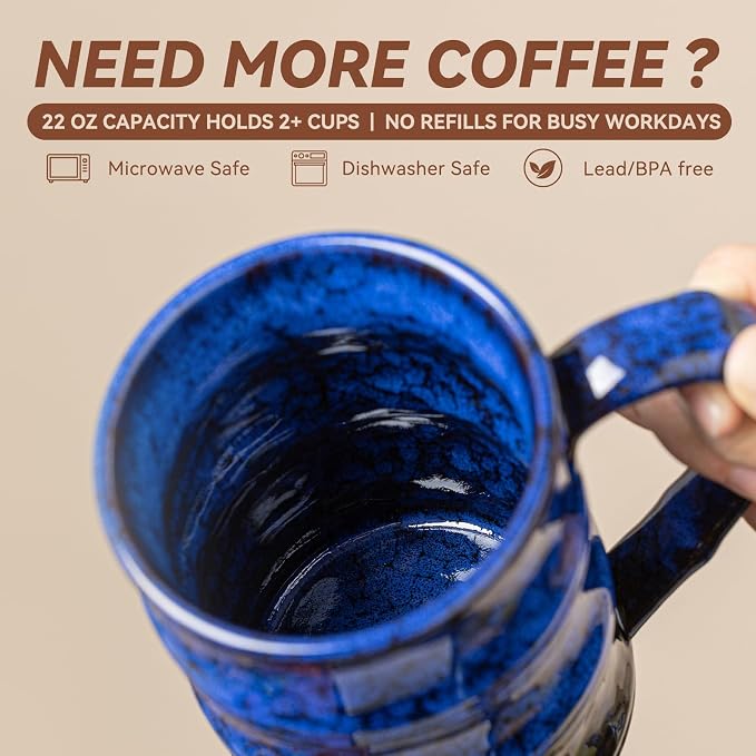 22oz Blue Kiln-Change Ceramic Coffee Mug - Image 6