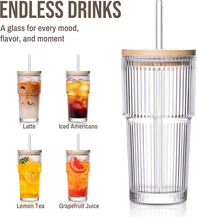 SoulTimes 20oz Ribbed Glass Tumbler - Image 6