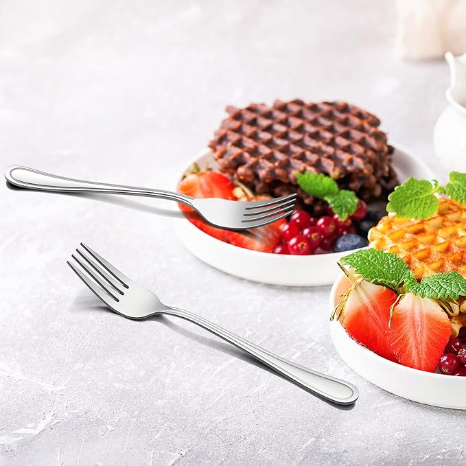 Salad Forks Set of 12, E-far 6.7 Inch Stainless Steel Dessert Forks - Image 5