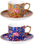 KAMMAK Tea Cup and Saucer, Ceramic Coffee Cups, 6 oz, Afternoon Tea and by KAMMAK