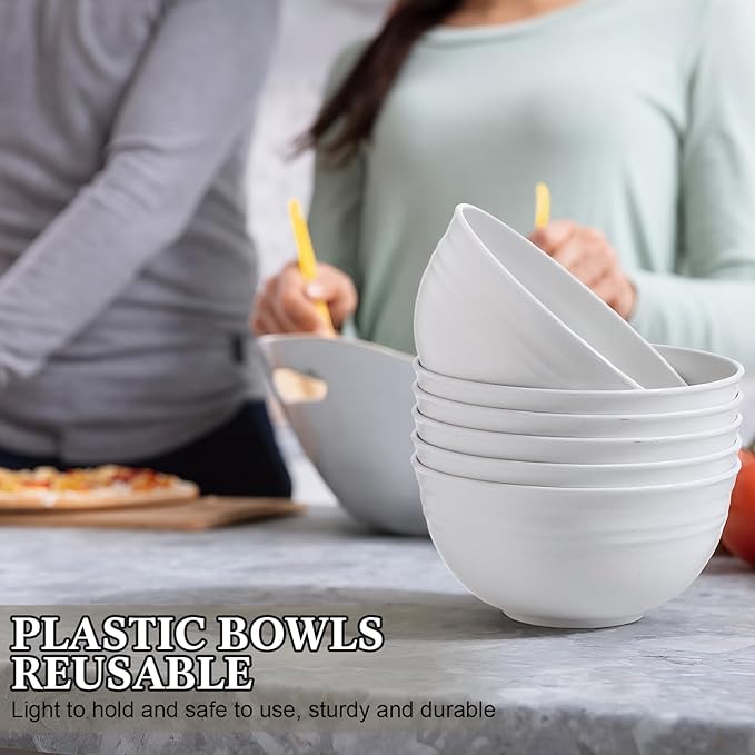Eccliy 24 Pcs Wheat Straw Bowl Sets, Unbreakable Cereal Bowl 24 oz, Microwave and Dishwasher Safe Bowls for Cereal, Salad, Snack and Soup, Winter Style(Classic White)