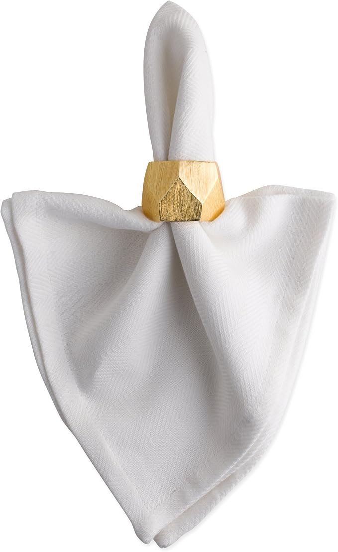 DII Decorative Geometric Napkin Ring Set, Triangle Band Gold - Image 3