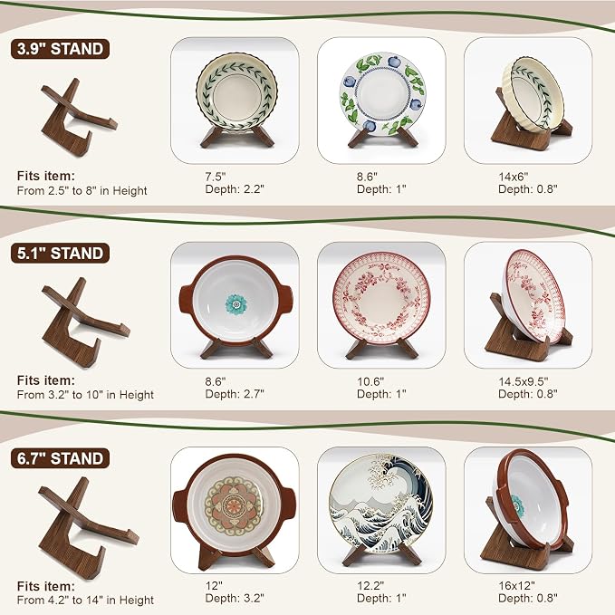 Bowl Stands for Display Large Deep Platters and Dishes, Wooden Plate Stand Deep - Image 9