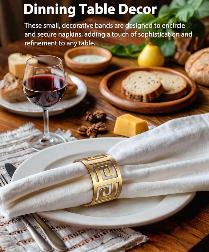 Luxurious Hollow Out Design Napkin Rings Holder, - Image 4