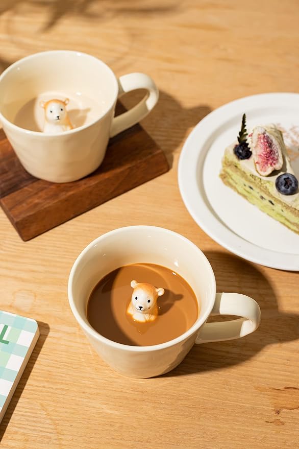DIHOclub Bear Ceramic Cup Hidden 3D Animal Inside Mug, Cute Cartoon Handmade - Image 5