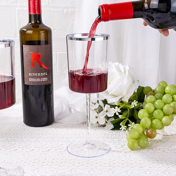 Ciaell 12 Pack Silver Plastic Wine Glasses - Image 6