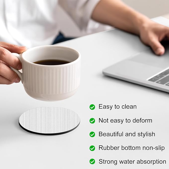 Gray Thin Lines Coasters Set of 4, Absorbent Coasters - Image 4