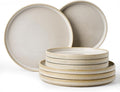Ceramic Dinnerware Set for 4, 8-Piece Flat Dinner Plates and Salad Plates | by FamiwarePremium
