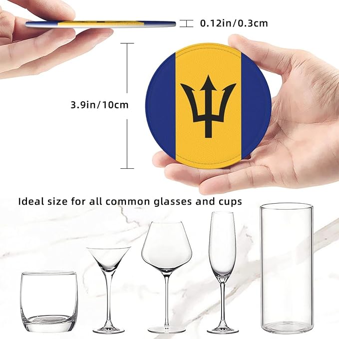 6 Pack Barbados Flag Leather Coaster - Image 4