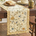 HunnmingRe Chinoiserie Table Runner Light Brown White Floral Table Runner by HunnmingRe