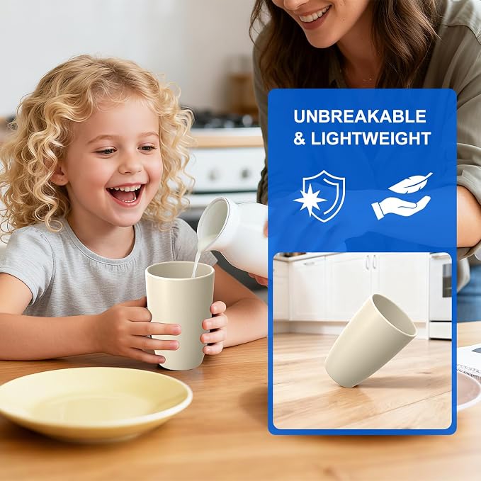Wheat Straw Unbreakable Cups, Large Cups 20 OZ Set of 6, Alternative to Plastic - Image 7