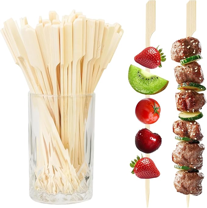 100PCS Cocktail Picks, Fancy Picks for Appetizers, Decorative Skewers for Appetizers Drinks Party Fruit, 7 Inch Long Wooden Bamboo Paddle Food Sticks Charcuterie Boards Accessories