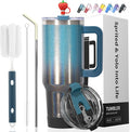 30 oz Shiny Tumbler with Handle and Straw, Stainless Steel Tumbler with Lid and by Watersy