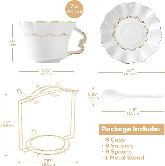 DUJUST Tea Cups and Saucers - Image 5