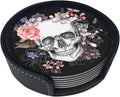 Elegant Skull Rose Flower Coasters by Unknown