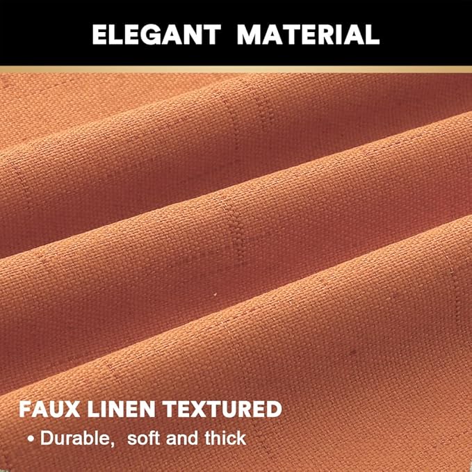 PrinceDeco 100% Blackout Curtains 84 inch Length 2 Panels Set Anti-Rust Grommet Linen Textured Curtains for Bedroom Solid Full Blackout Thermal Insulated with White Liner, Orange, 42" W x 84" L