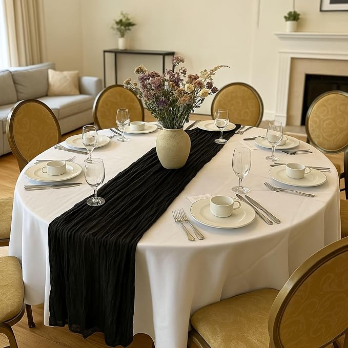 3 Pack Black 10FT Cheesecloth Table Runner 120 Inch Rustic Boho Gauze Cheese - Image 5