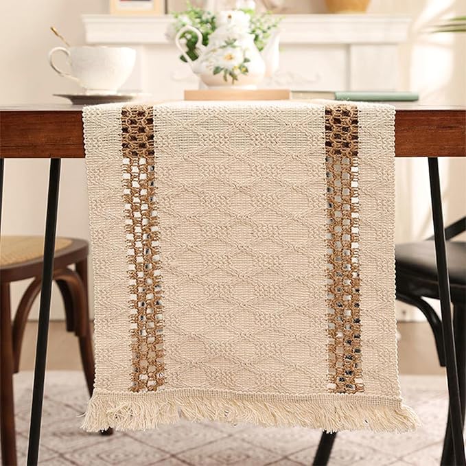 Boho Table Runner 108 Inches Long Summer Farmhouse Macrame Table Runner Cotton - Image 5