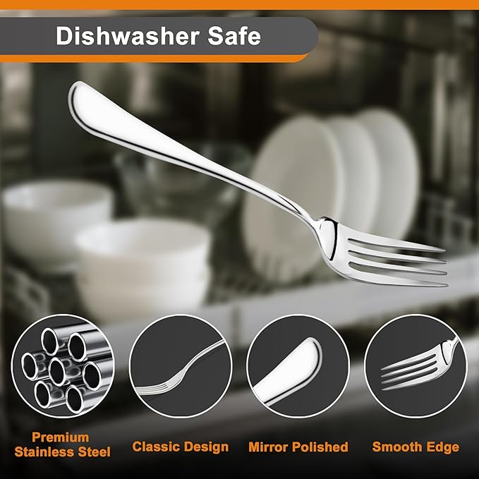 8 Pieces Dinner Forks Set,8" Forks,Food Grade Stainless Steel Dinner Fork,Fine Fork Set for Home,Kitchen,Restaurant,Mirror Polished and Dishwasher Safe